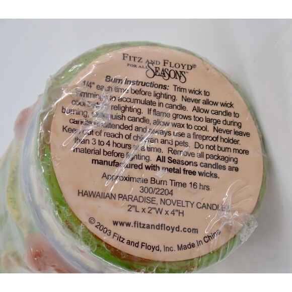 Fitz & Floyd For All Seasons Tiki Hawaiian Paradise Novelty Candle 2003 4" NEW - Picture 4 of 7